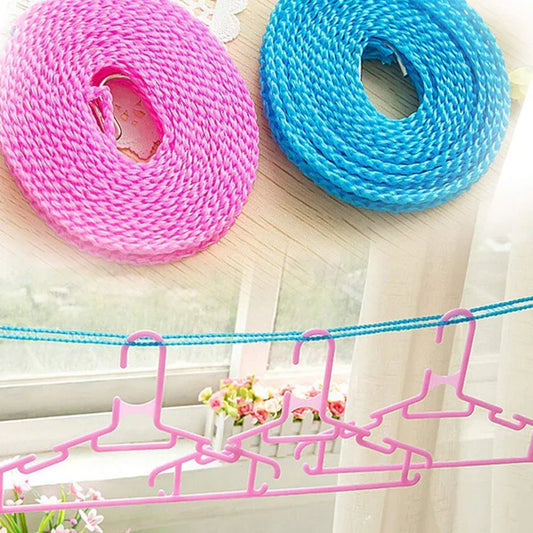 Anti-Slip Clothesline Rope - Nylon, Hooks, Indoor/Outdoor