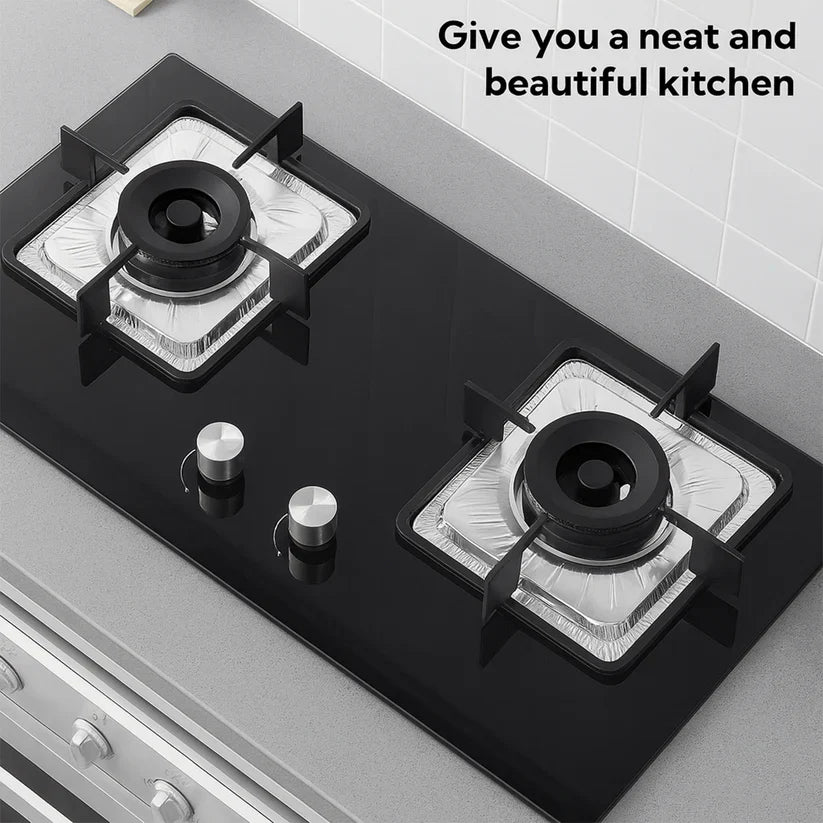 Aluminum Gas Stove Burner Protector Covers (2 Pc / 23x23 cm)